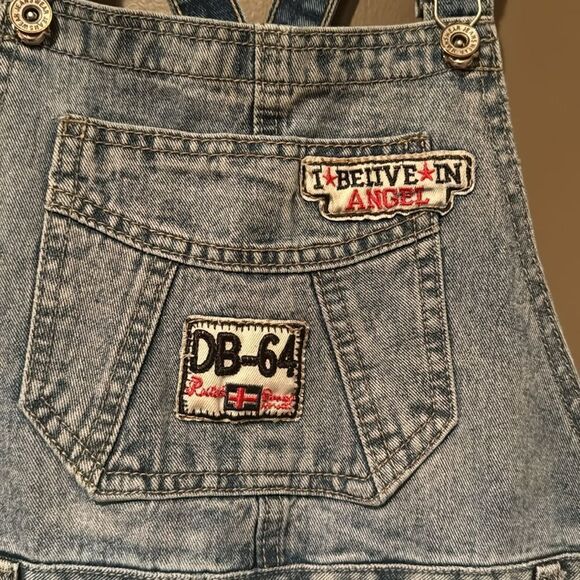 EYH Overalls Denim Cuffed Size Large Patches - Picture 5 of 9